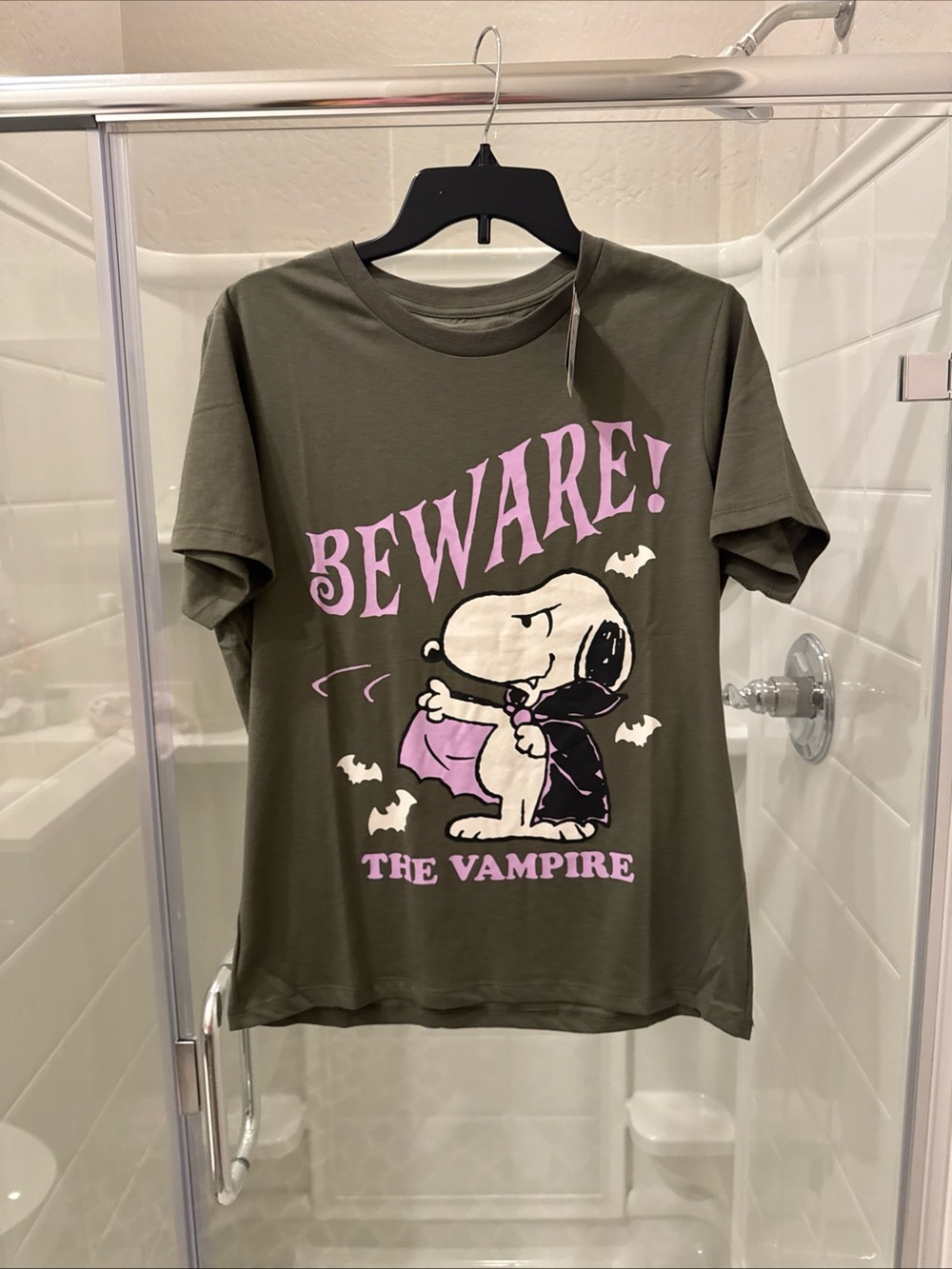 Olive Green 'Beware! The Vampire' Snoopy Graphic Tee